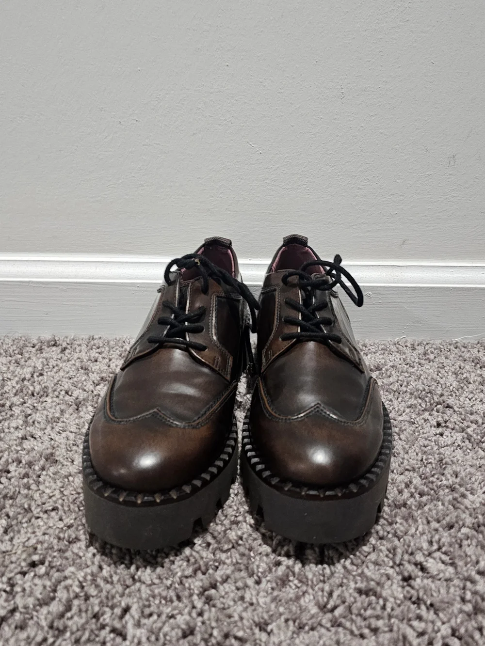 Franco Sarto Chunky Lace-Up Shoes in Dark Brown Balin Oxford Size 6.5